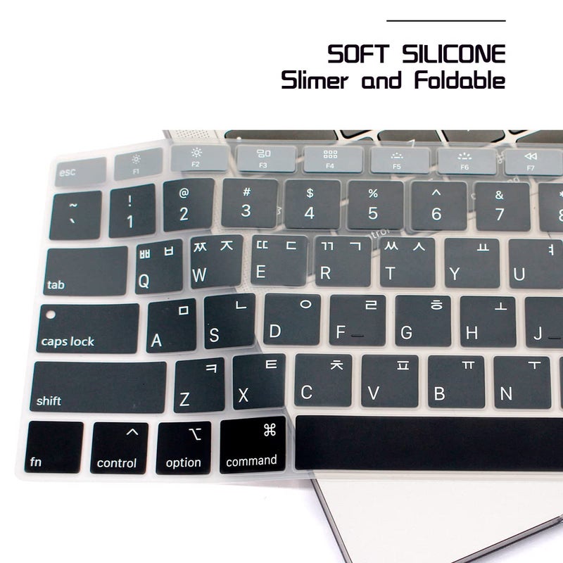 HRH Korean Language Silicone Keyboard Cover Skin for MacBook Air 13 Inch 2018 Release A1932 with Retina Display and Touch ID USA Layout-Ombre Gray - Image 4